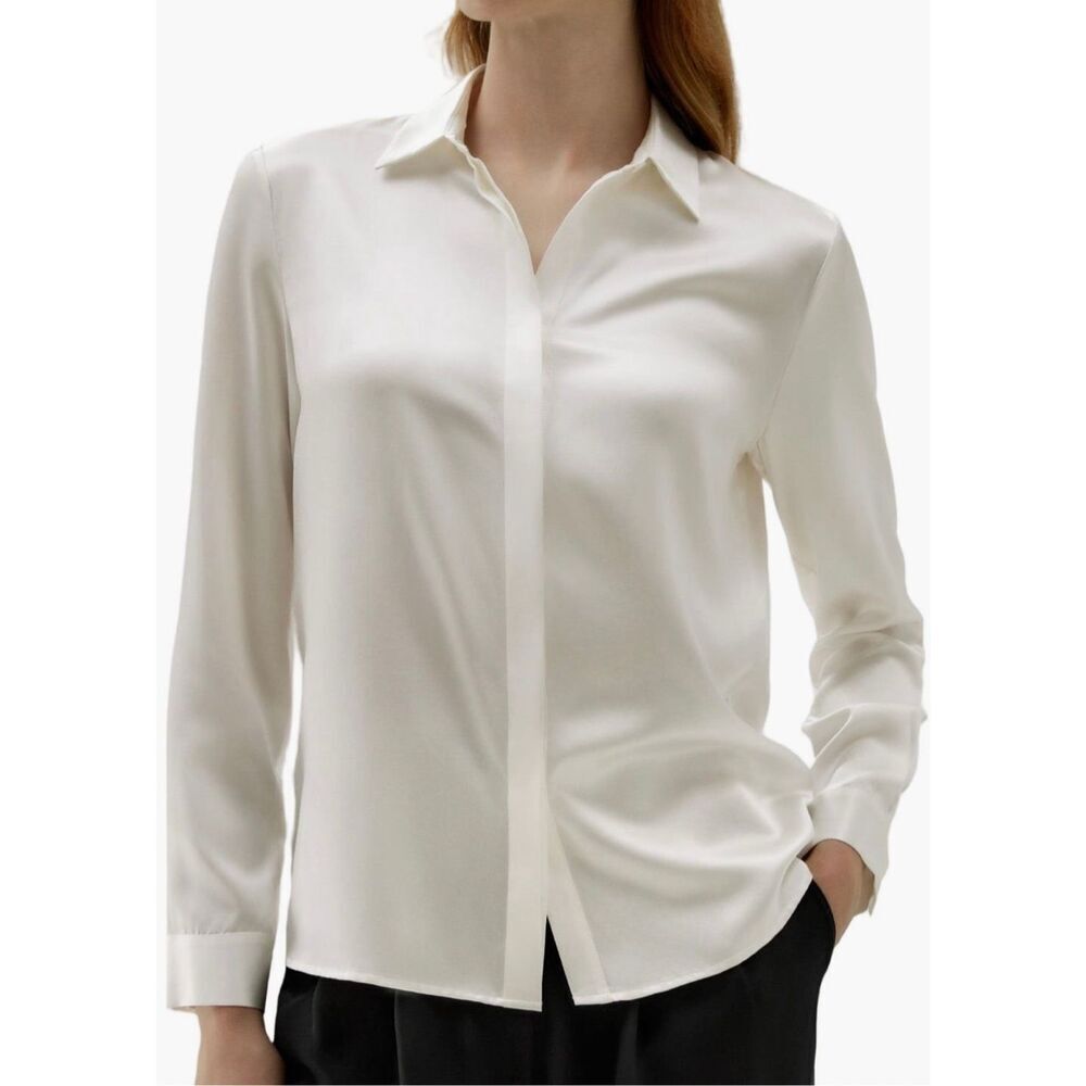 Bella Dahl Women’s basic long sleeve button up shirt in ivory size XS, NWT